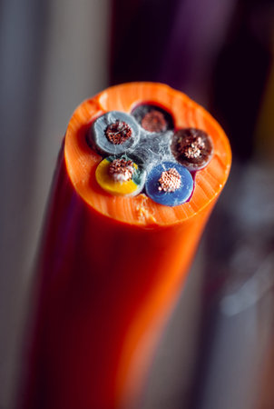Electrical equipment. Electricity cable. Background and texture.