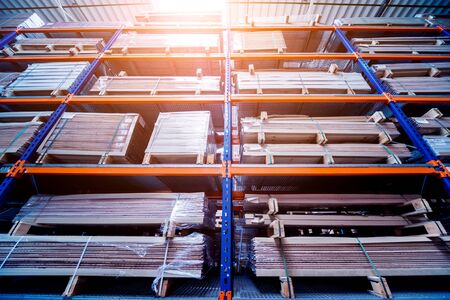 Warehouse industrial company. Commercial warehouse. Crates stackedの写真素材