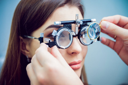 Consultation with an ophthalmologist. Medical equipment. Coreometry.