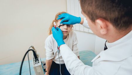 Reception at the doctor-neuropathologist. Medical examination in hospitalの写真素材