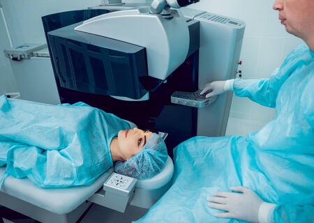 The operation on the eye. Cataract surgeryの写真素材