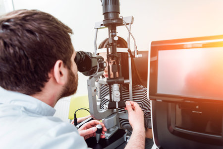 Slit lamp examination. Biomicroscopy of the anterior eye segment.