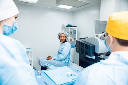 The operation on the eye. Cataract surgery.の写真素材