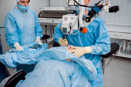 The operation on the eye. Cataract surgery.の写真素材