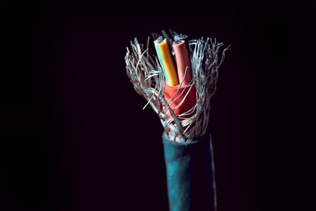 Electrical equipment. Electricity cable. Background and texture