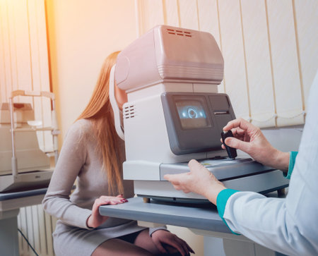 Consultation with an ophthalmologist. Eye examination at the clinic.