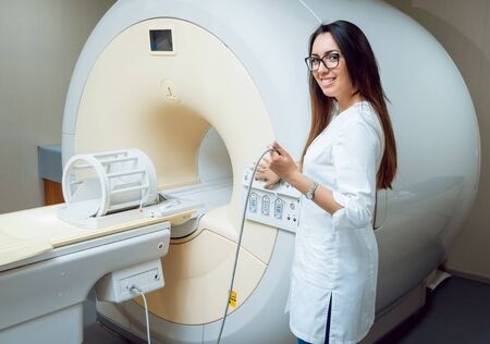 Medical equipment. MRI room in hospital. Background.の写真素材