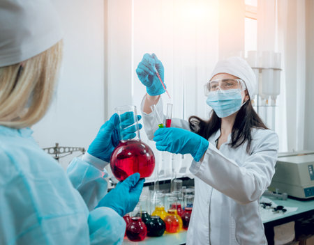 Science technician at work in the laboratory. Medical backgroundの写真素材
