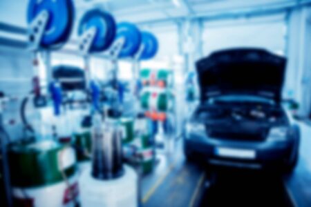 Auto repair service. Auto service background. Blurred background.の写真素材