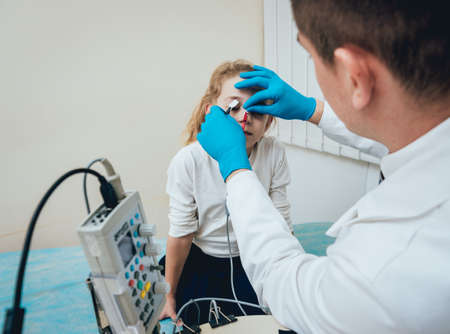 Reception at the doctor-neuropathologist. Medical examination in hospitalの写真素材