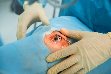 The operation on the eye. Cataract surgery.