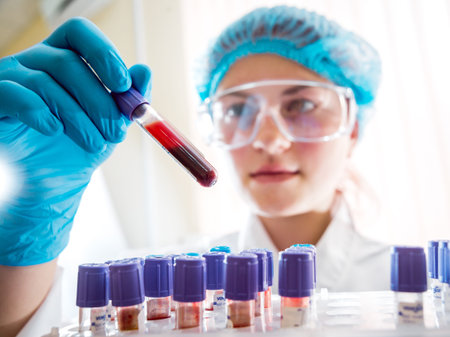 Medic staff at work in the laboratory. Background.