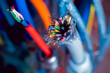 Electrical equipment. Electricity cable. Background and texture