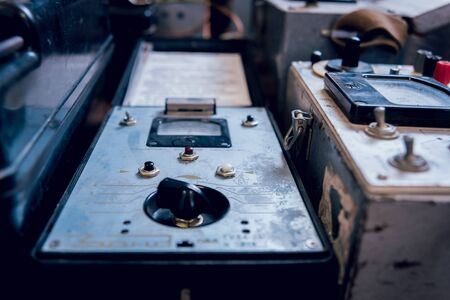Retro electrical equipment. Electricity cable and electrical installations. Backgroundの写真素材