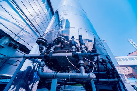 The tank with water, carbon and ladder. Equipment for beverages factory. Backgroundの写真素材