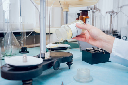 Science technician at work in the laboratory. Medical background