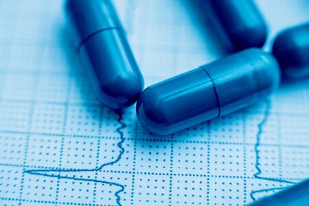 Medications. Pills and syringes. Concept medical background.の写真素材