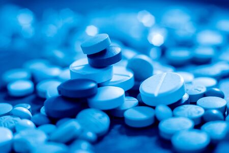 Medications. Pills and syringes. Concept medical background.の写真素材