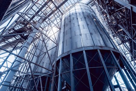 Modern silos for storing grain harvest. Agriculture. Backgroundの写真素材