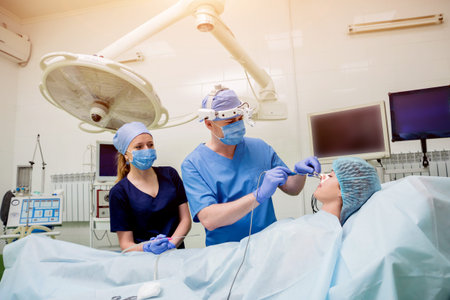 Laser vaporization of nasal concha with coblation technology method