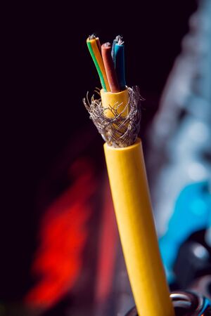 Electrical equipment. Electricity cable. Background and textureの写真素材