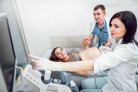 Doctor and patient. Ultrasound equipment. Diagnostics and Sonographyの写真素材