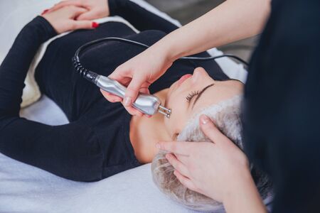 Cosmetic medicine. Mesotherapy medical devices. Light backgroundの写真素材