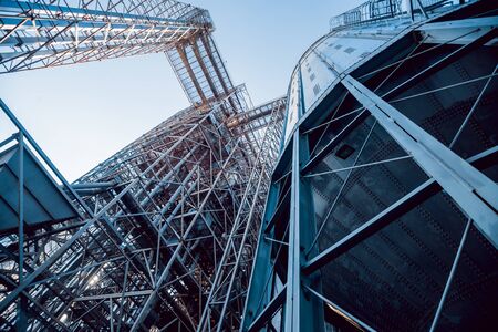 Modern silos for storing grain harvest. Agriculture. Backgroundの写真素材