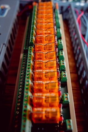 Electrical equipment. Electricity cables, wires and insulation. Background and textureの写真素材