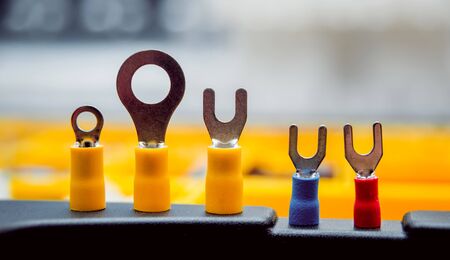 Electrical equipment. Electricity cables, wires and insulation. Background and textureの写真素材