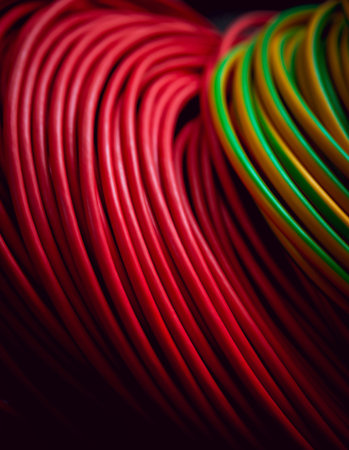 Electrical equipment. Wires and insulation. Background and texture
