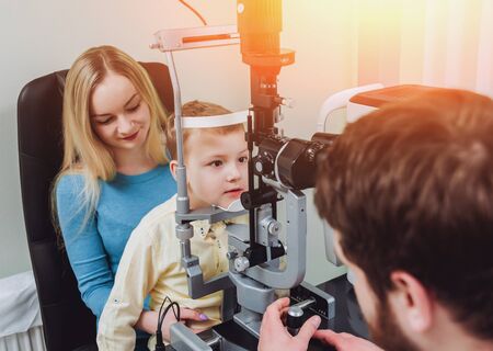Slit lamp examination. Biomicroscopy of the anterior eye segment.の写真素材