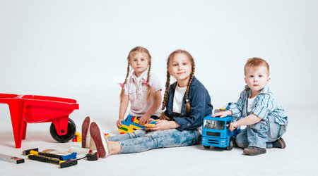 Happy family in new house. Construction and renovation