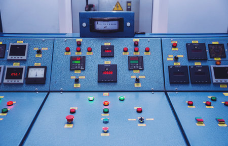 Hydroelectric power plant panel control. Electrical equipment.
