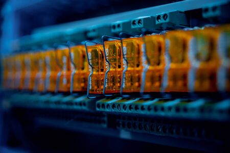 Electrical equipment. Electricity cables, wires and insulation. Background and textureの写真素材