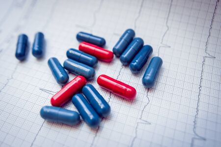 Medications. Pills and syringes. Concept medical backgroundの写真素材