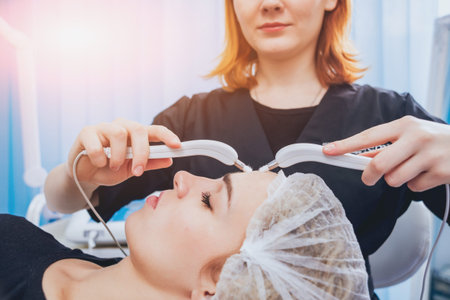 Cosmetic medicine. Mesotherapy medical devices. Light background