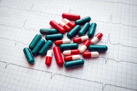 Medications. Pills and syringes. Concept medical background. の写真素材