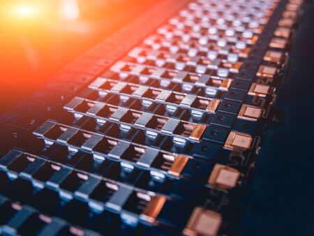 Charging the batteries of the elecric motor. Disassembling the batteryの写真素材