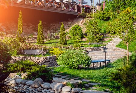 Landscape design. Beautiful background. Nature park Outdoorsの写真素材