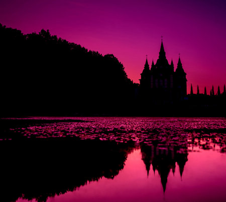 View of the church. Beautiful silhouet background.