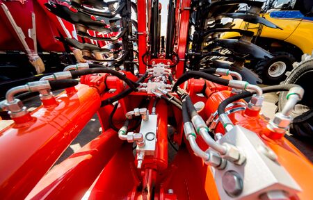 Modern agricultural machinery and equipment. Industrial details. Agricultural exhibitionの写真素材