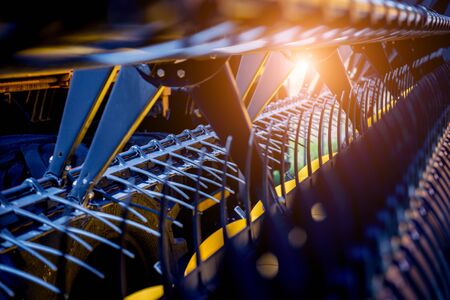 Modern agricultural machinery and equipment. Combine harvester. Industrial details.の写真素材