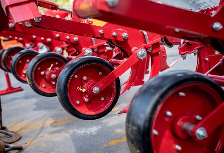 Modern agricultural machinery and equipment. Industrial details. Agricultural exhibitionの写真素材