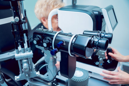 Consultation with an ophthalmologist. Medical equipment. Coreometry