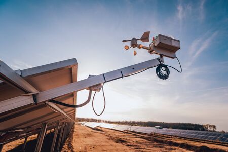 Back view of solar panel. Turning gear for tracking the sunの写真素材