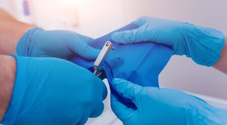 Dentistry cofferdam installation procedure. Dental treatment, modern technologyの写真素材