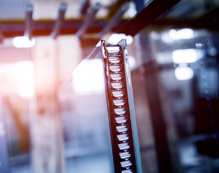 Window profile cut of metal, glass and insulation. Backgroundの写真素材