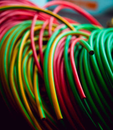 Electrical equipment. Wires and insulation. Background and textureの写真素材