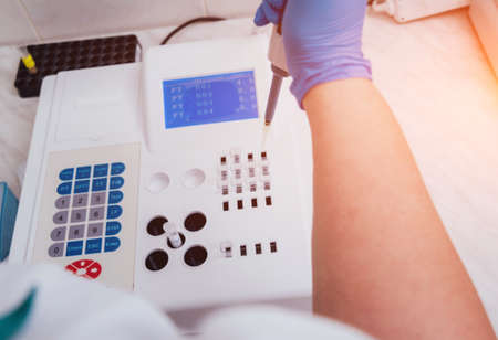 Medical equipment. Biochemistry test. Modern technology backgroundの写真素材